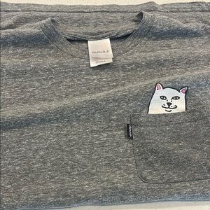 Ripndip Gray T-Shirt with Cat Pocket